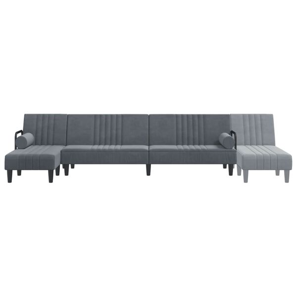 vidaXL Καναπές Κρεβάτι Γωνιακός Σκ. Γκρι 260 x 140 x 70 εκ. Βελούδινος