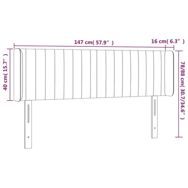 vidaXL Κεφαλάρι Κρεβατιού LED Ανοιχτό Γκρι 147x16x78/88 εκ. Υφασμάτινο