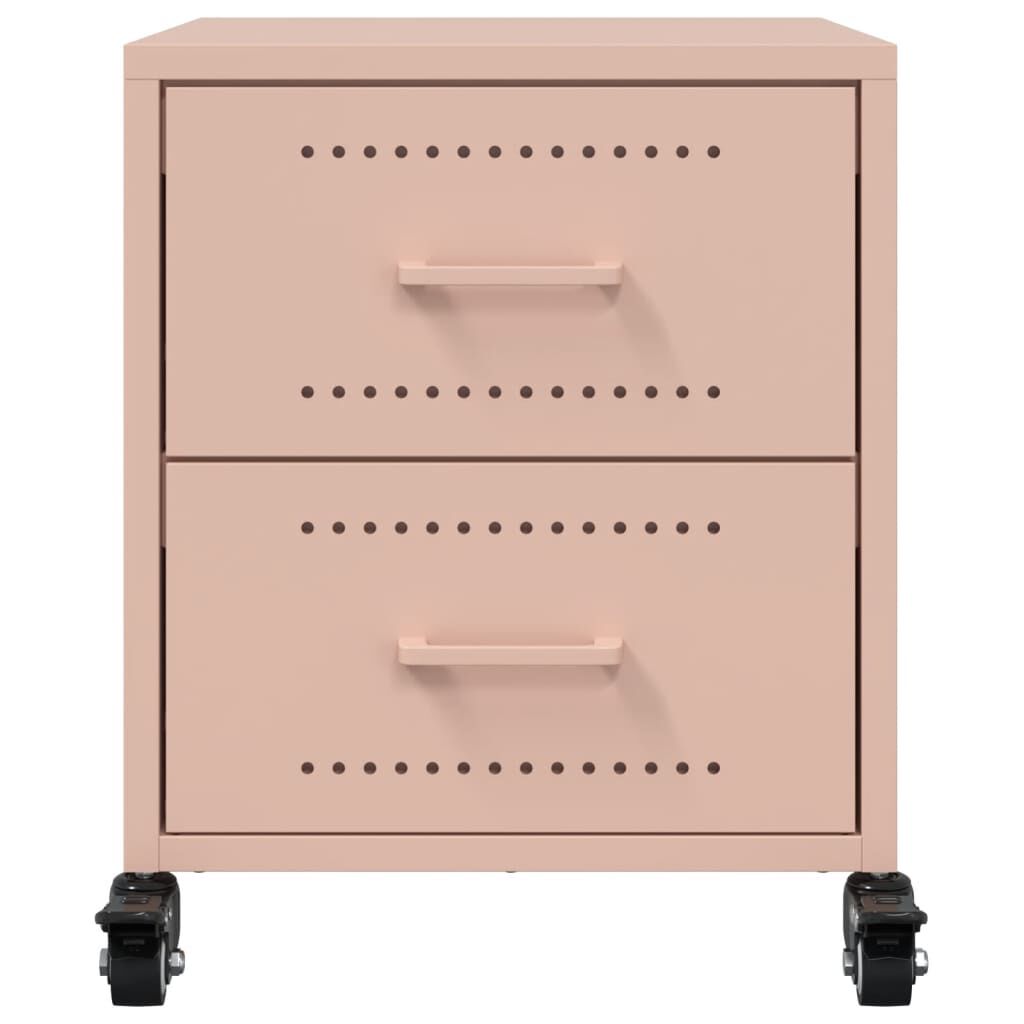 vidaXL Κομοδίνο Ροζ 36x39x43,5 εκ. από Χάλυβα