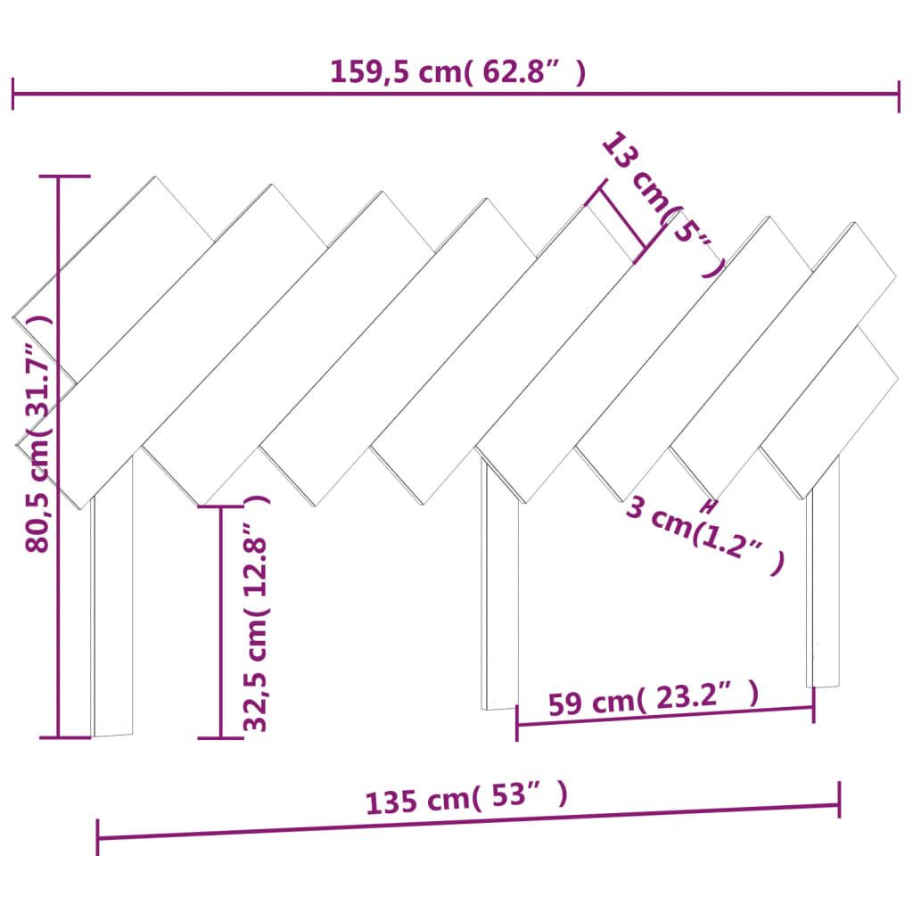 vidaXL Κεφαλάρι Κρεβατιού159,5x3x80,5εκ. από Μασίφ Ξύλο Πεύκου