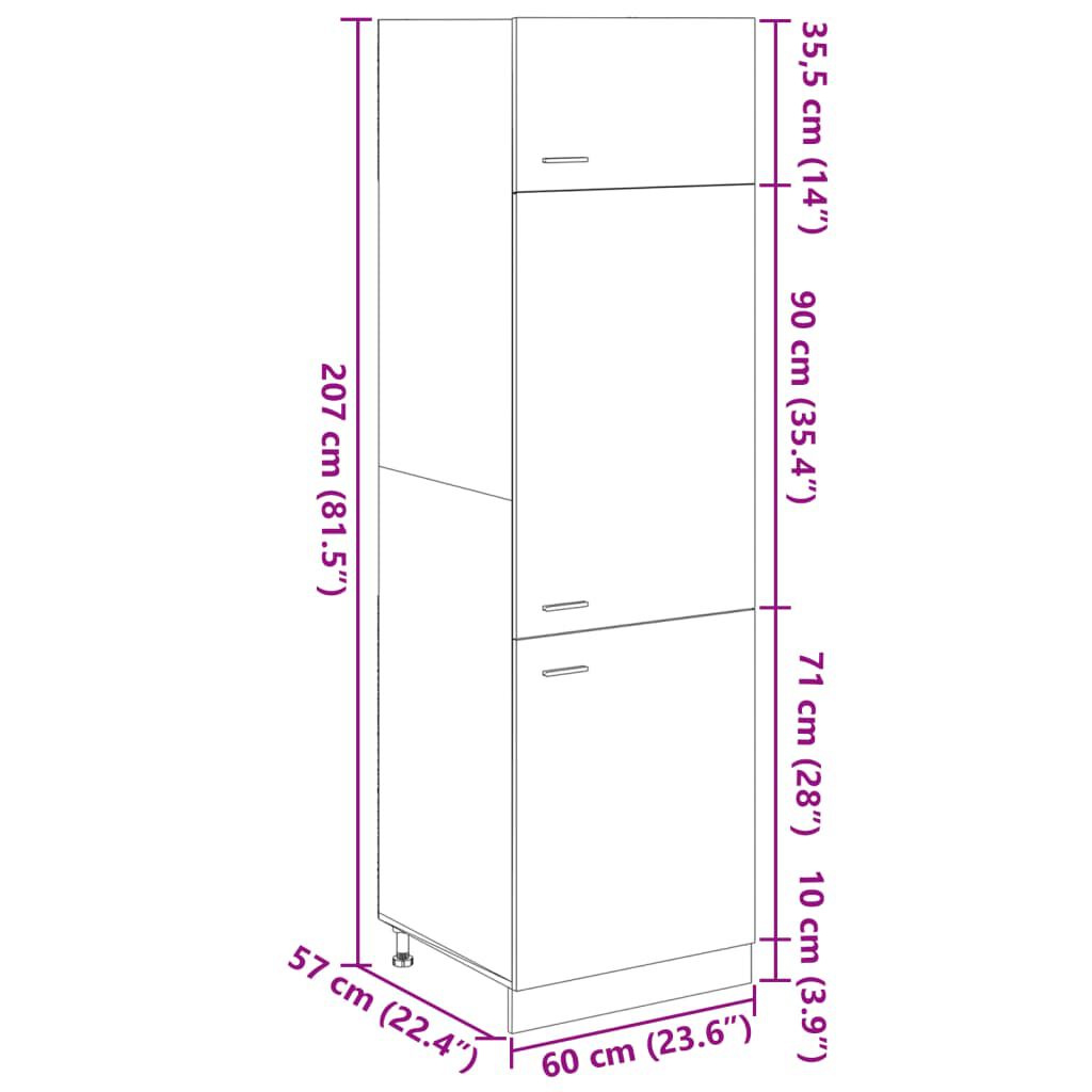 vidaXL Ντουλάπι Ψυγείου Lyon Sonoma Δρυς 60x57x207εκ.