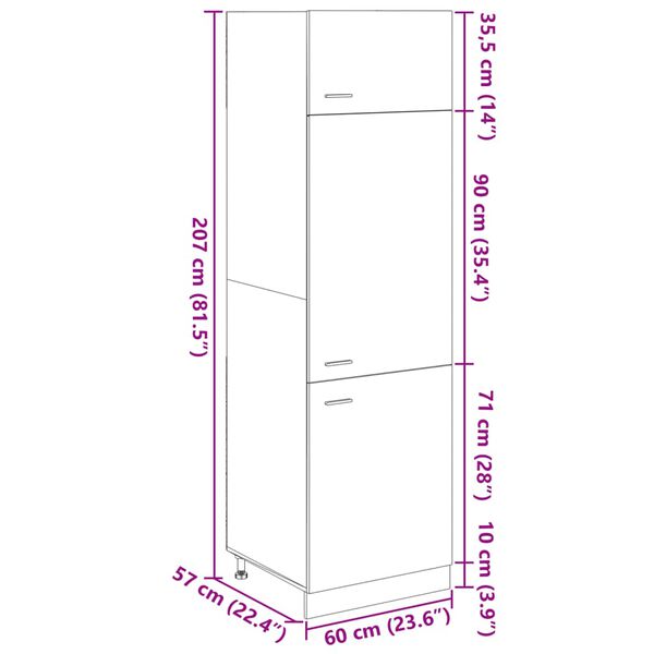 vidaXL Ντουλάπι Ψυγείου Lyon Sonoma Δρυς 60x57x207εκ.