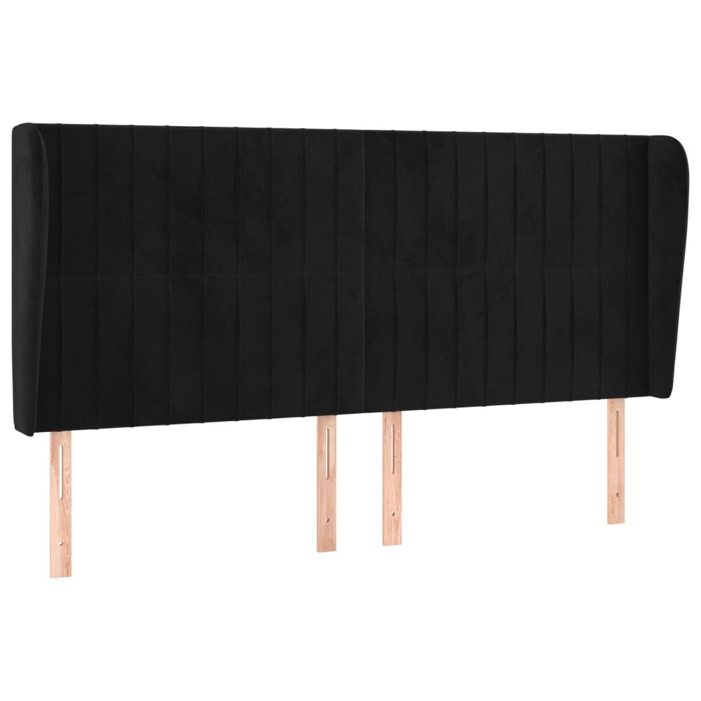 vidaXL Κεφαλάρι με Πτερύγια Μαύρο 183x23x118/128 εκ. Βελούδινο