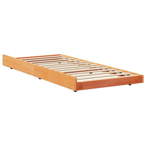 vidaXL Κρεβάτι Καφέ κερωμένο Μασίφ ξύλο 90 x 190 cm Ανθεκτικό Κρεβάτι