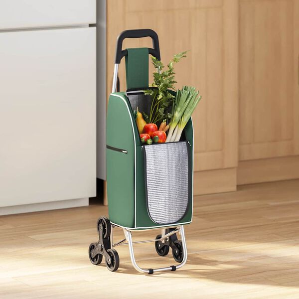 vidaXL Καρότσι Αγορών Πράσινο 39.5 x 33 x 93 εκ Ύφασμα Oxford