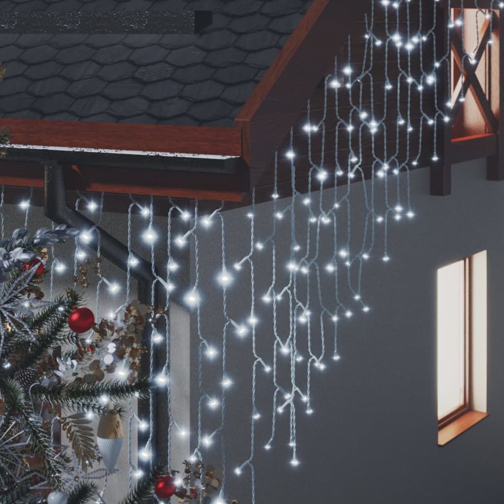 vidaXL Κουρτίνα LED Φωτάκια Σταλακτίτες 10μ 400LED Ψυχρό Λευκό 8 Λειτ.