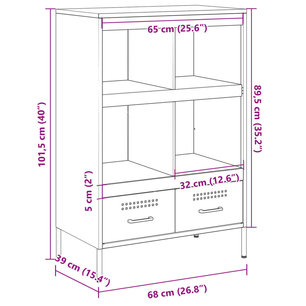vidaXL Ντουλάπι Πράσινο Λαδί 68x39x101,5 εκ. από Ατσάλι