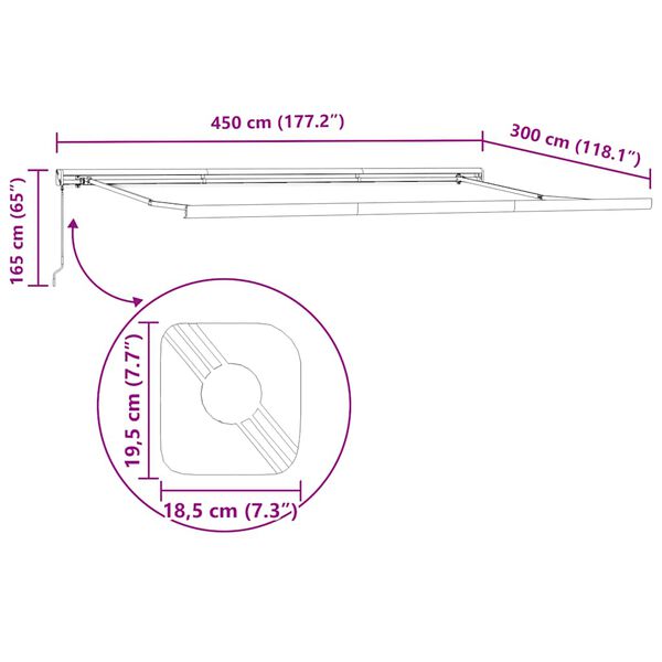 vidaXL Τέντα Πτυσσόμενη Χειροκίνητη Καφέ 450x300 εκ.
