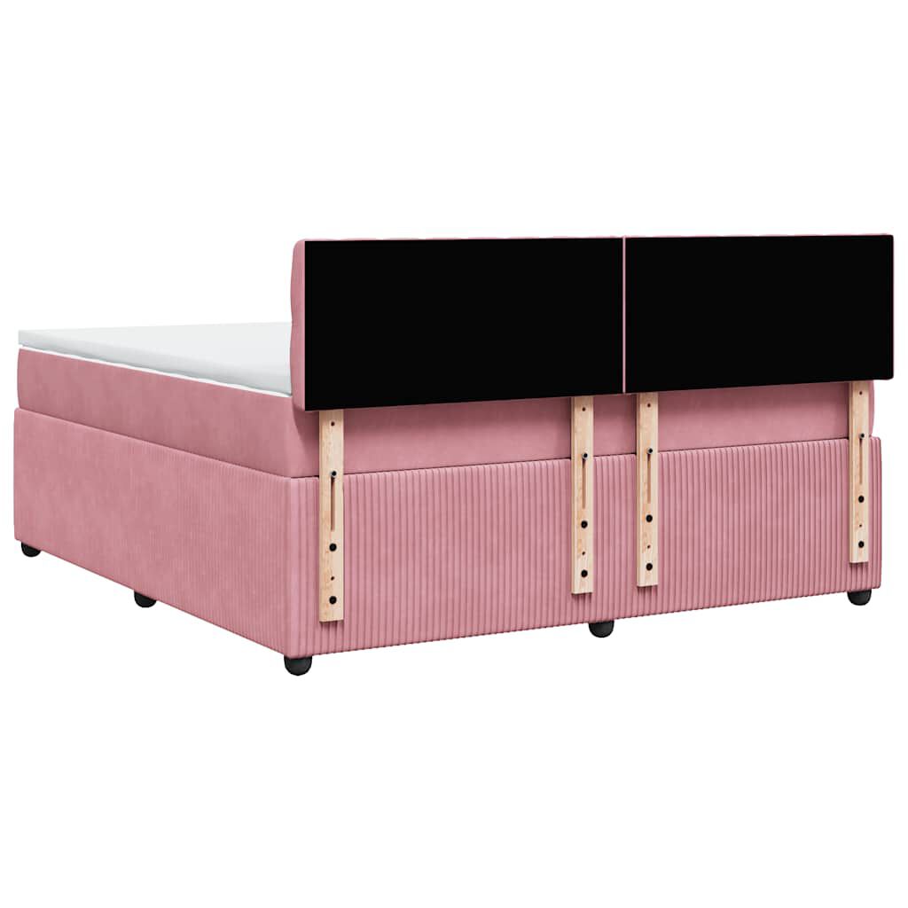 vidaXL Κρεβάτι Boxspring με Στρώμα Ροζ 180x200 εκ. Βελούδινο