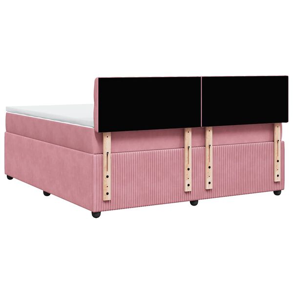 vidaXL Κρεβάτι Boxspring με Στρώμα Ροζ 180x200 εκ. Βελούδινο