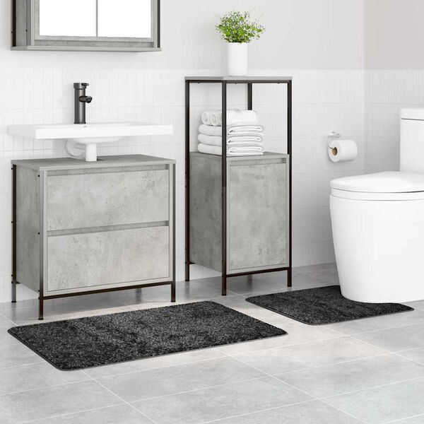 vidaXL Πατάκι μπάνιου 2 pcs Σκούρο γκρι 50 x 50 cm Πολυπροπυλένιο