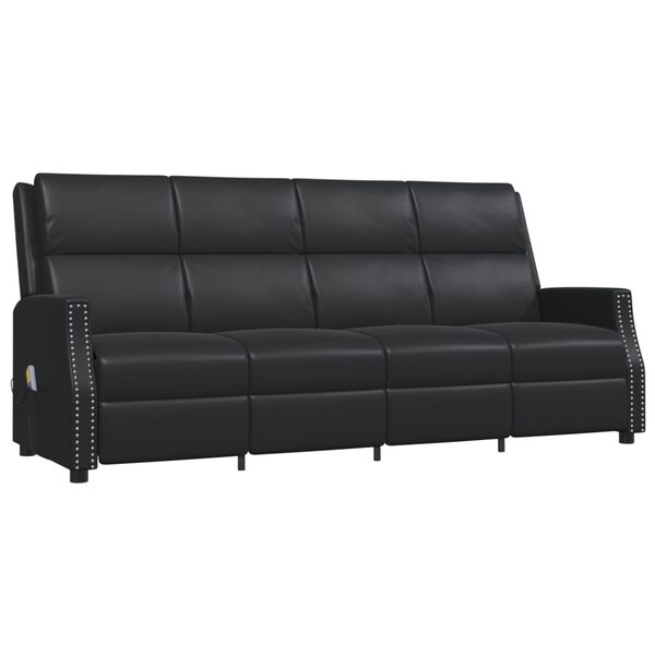 vidaXL Πολυθρόνα Μασάζ Ανακλινόμενη 4 Θέσεων Μαύρη από Συνθετικό Δέρμα