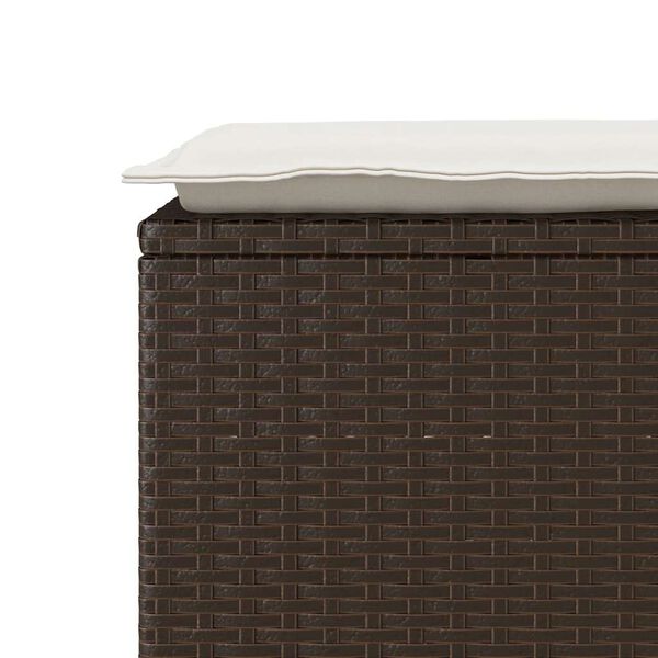 vidaXL Πάγκος κήπου με μαξιλάρι καφέ 110x40x44 cm Poly Rattan