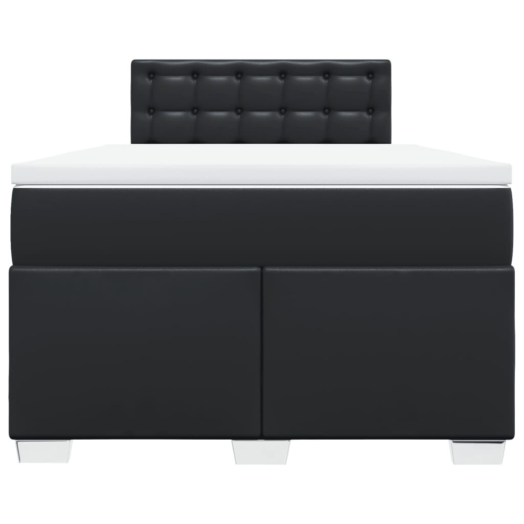 vidaXL Κρεβάτι Boxspring με Στρώμα Μαύρο 120x190εκ.από Συνθετικό Δέρμα