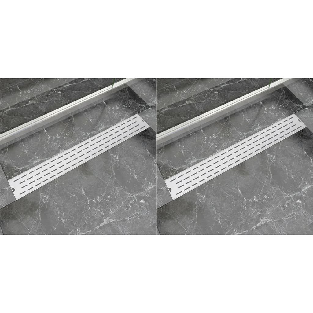vidaXL Σιφόνια Ντουζιέρας Γραμμικά 2 τεμ. 830x140 χιλ. Ανοξείδ. Ατσάλι