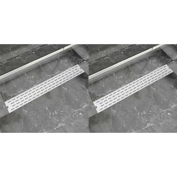 vidaXL Σιφόνια Ντουζιέρας Γραμμικά 2 τεμ. 830x140 χιλ. Ανοξείδ. Ατσάλι