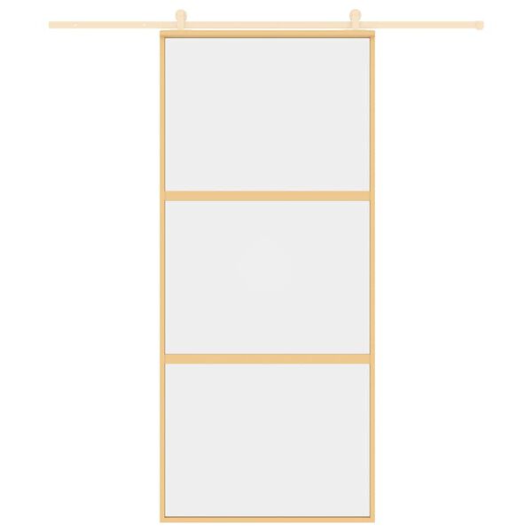 vidaXL Συρόμενη Πόρτα Χρυσή 90 x 205 εκ. από Γυαλί ESG και Αλουμίνιο