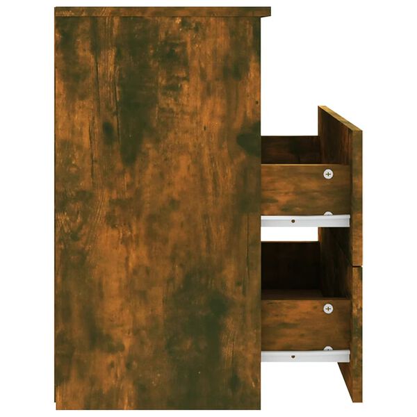 vidaXL Κομοδίνο Καπνιστή Δρυς 50 x 32 x 60 εκ.