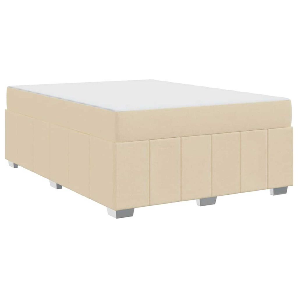vidaXL Σκελετός Κρεβατιού με στρώμα Κρεμ 160 x 200 cm ύφασμα