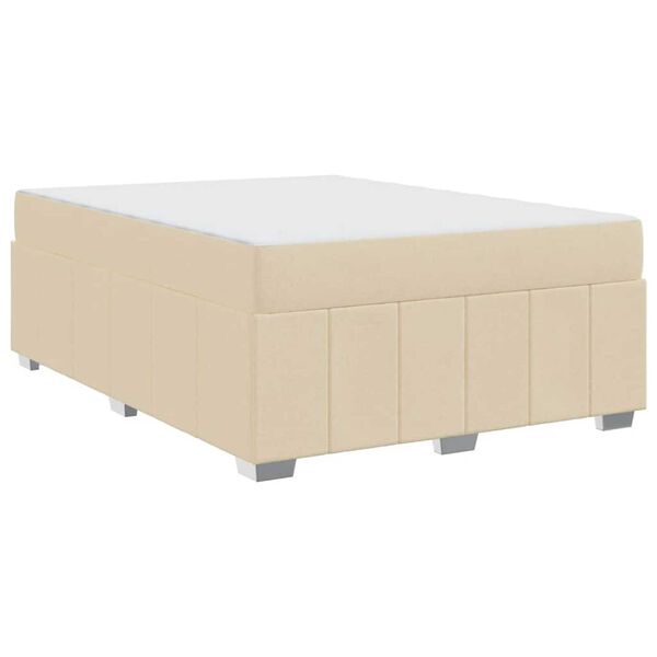 vidaXL Σκελετός Κρεβατιού με στρώμα Κρεμ 160 x 200 cm ύφασμα