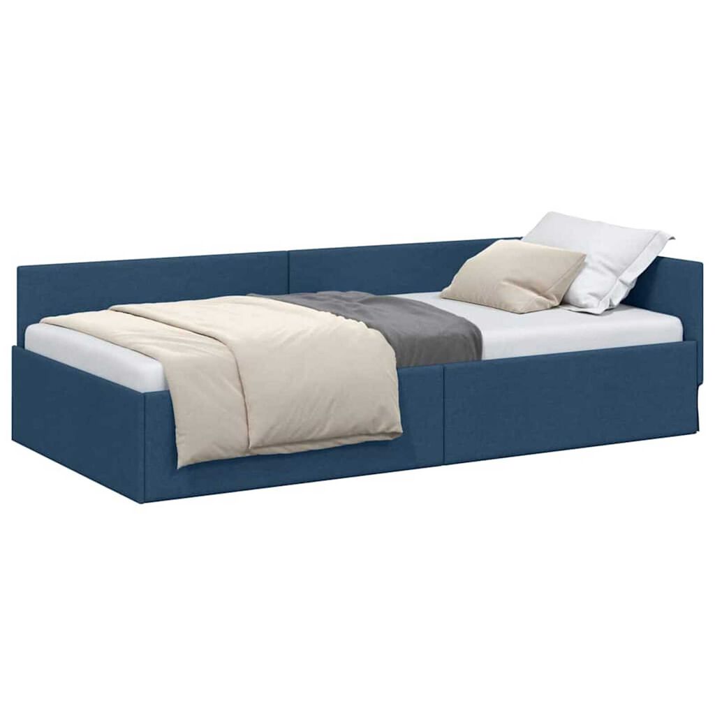 vidaXL Κρεβάτι Γωνίας Μπλε 100 x 200 cm Ύφασμα και Έργο ξύλου