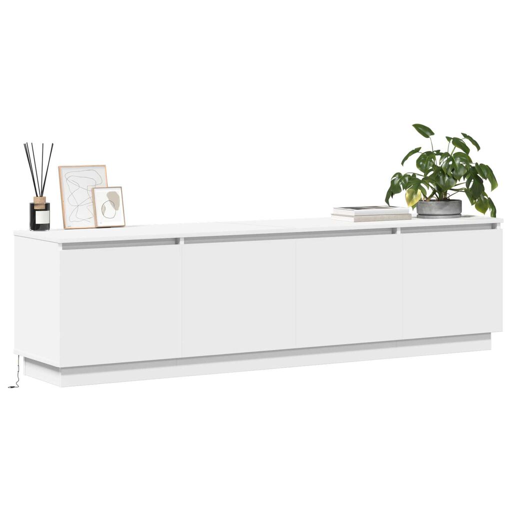 vidaXL Κονσόλα τηλεόρασης με LED Λευκή 180x38x49 εκ. Επεξεργασμένο ξύλο