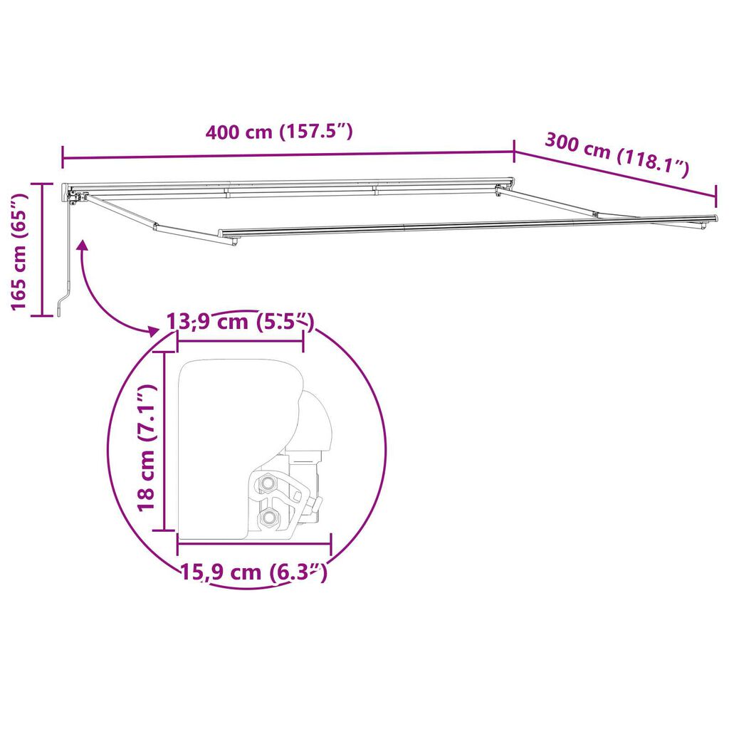 vidaXL Τέντα Κασετίνα Χειροκίνητη Μπλε / Λευκή 350 x 250 εκ.