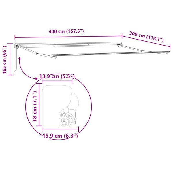 vidaXL Τέντα Κασετίνα Χειροκίνητη Μπλε / Λευκή 350 x 250 εκ.