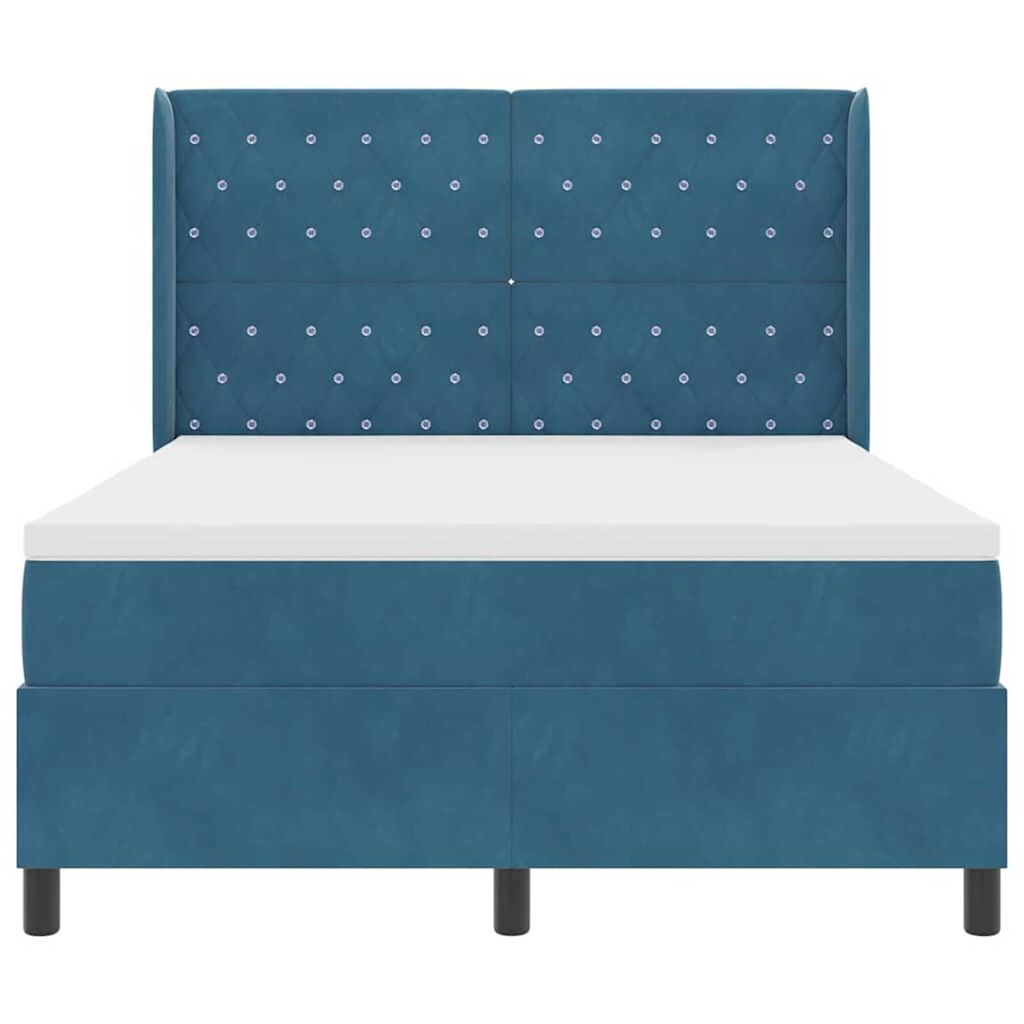 vidaXL Κρεβάτι με ελατήρια με κεφαλάρι Μπλε 160 x 200 cm Βελούδο
