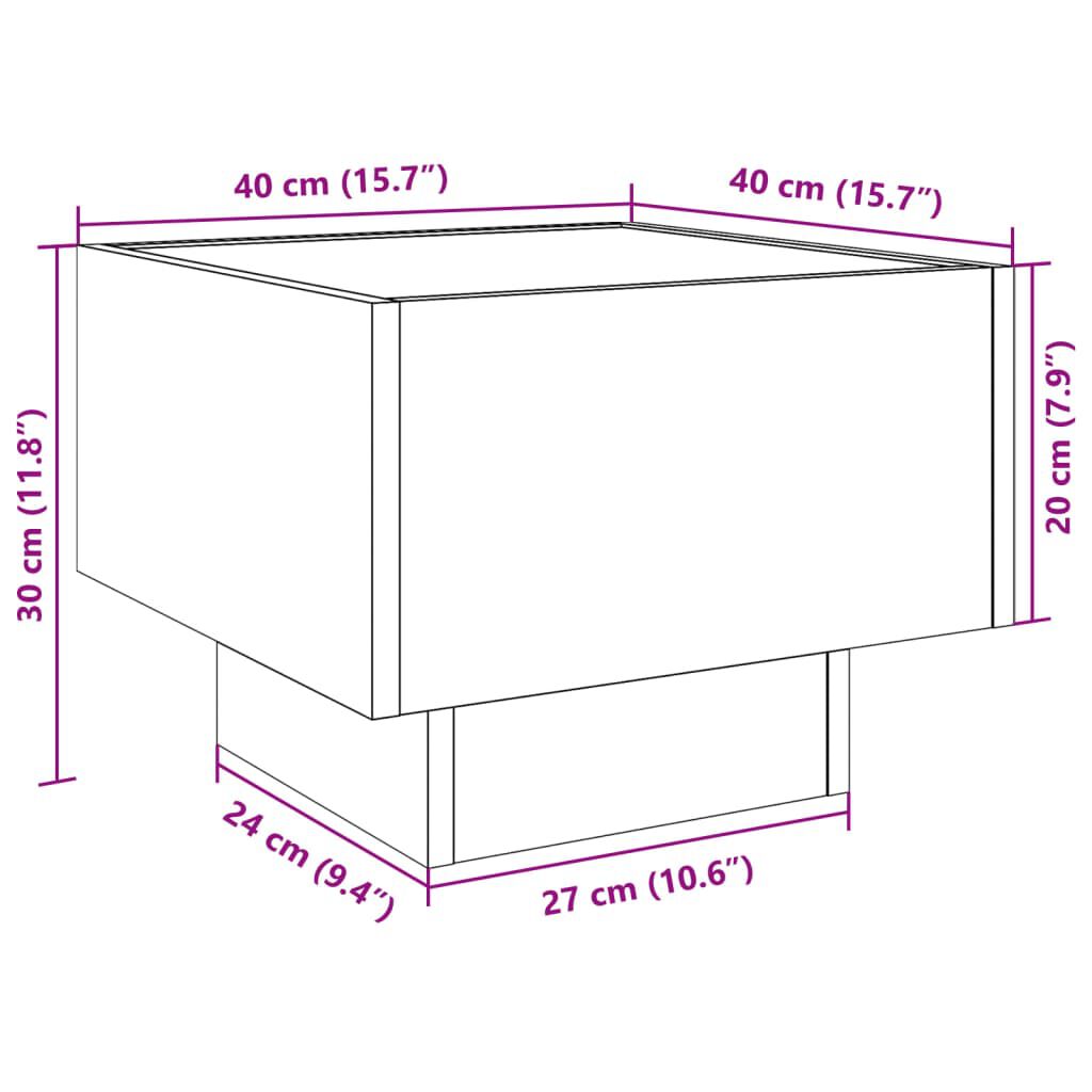vidaXL Κομοδίνο Άπειρο Φως LED Γκρι Sonoma 40x40x30 εκ.