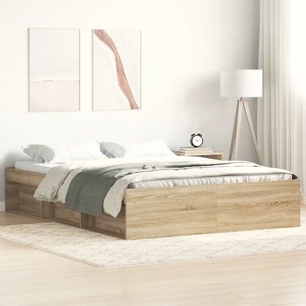 vidaXL Πλαίσιο Κρεβατιού Sonoma Δρυς 135x190 εκ. Double