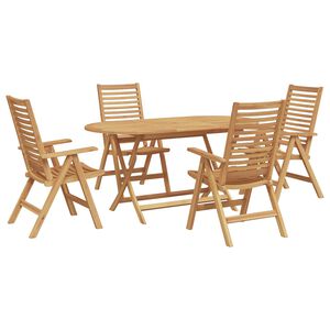 vidaXL Σέτ φαγητού για κήπο 5 pcs Καφέ Μασίφ ξύλο teak