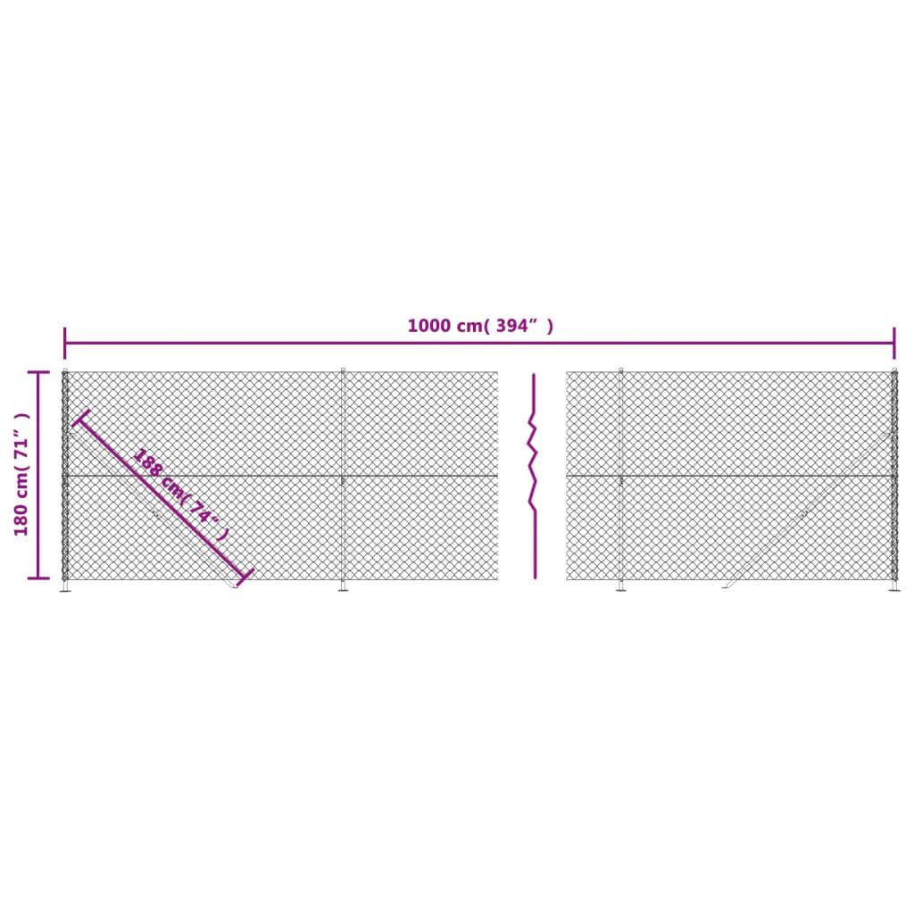vidaXL Συρματόπλεγμα Περίφραξης Πράσινο 1,8x10 μ. με Βάσεις Φλάντζα