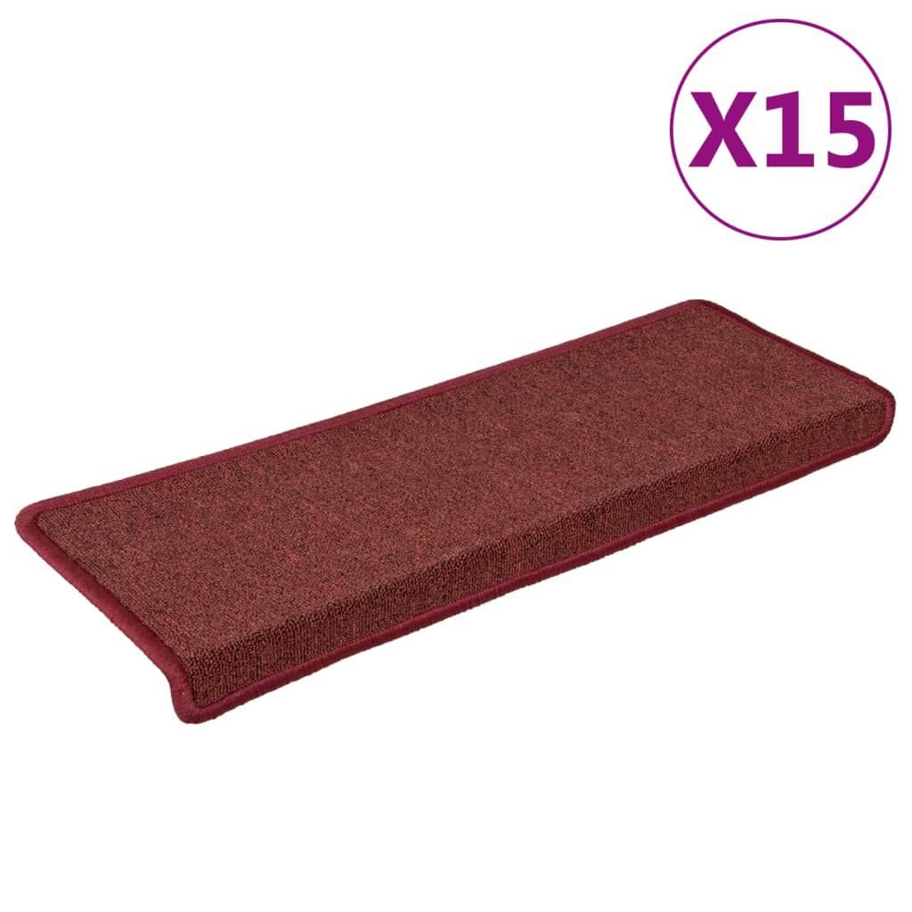 vidaXL Πατάκια Σκάλας Μοκέτα 15 τεμ. Κόκκινα Ματ 65x21x4 εκ.