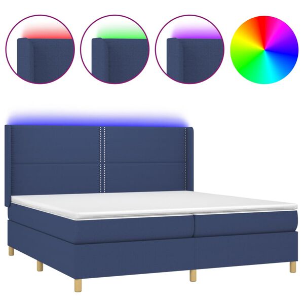 vidaXL &Kappa;&rho;&epsilon;&beta;ά&tau;&iota; Boxspring &mu;&epsilon; &Sigma;&tau;&rho;ώ&mu;&alpha; & LED &Mu;&pi;&lambda;&epsilon; 200x200 &epsilon;&kappa;. &Upsilon;&phi;&alpha;&sigma;&mu;ά&tau;&iota;&nu;&omicron;