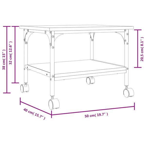 vidaXL Βάση Εκτυπωτή 2 Επιπέδων Καπνιστή Δρυς 50x40x38 εκ Επεξ. Ξύλο