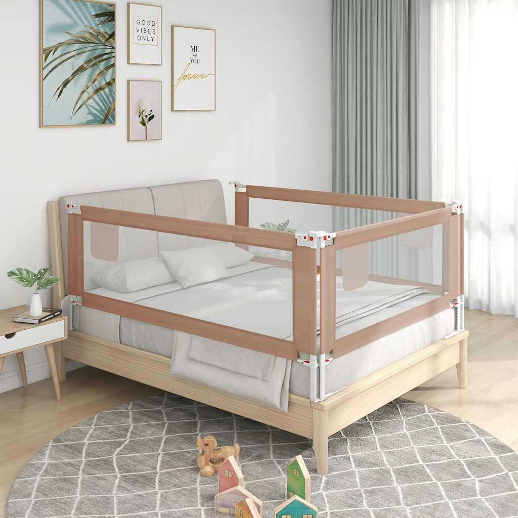 vidaXL Μπάρα Κρεβατιού Προστατευτική Taupe 180 x 25 εκ. Υφασμάτινη
