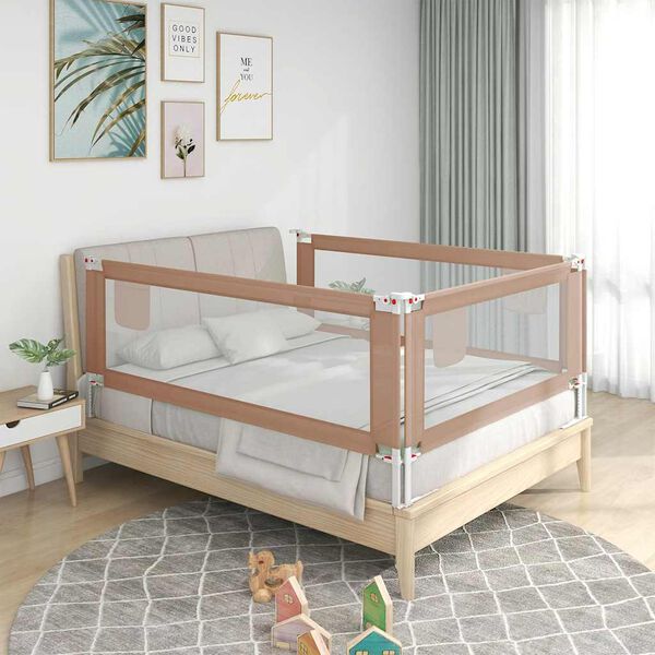 vidaXL Μπάρα Κρεβατιού Προστατευτική Taupe 180 x 25 εκ. Υφασμάτινη