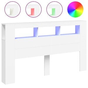 vidaXL Κεφαλάρι Κρεβατιού με LED Λευκό 180x18,5x103,5 εκ Επεξεργ. Ξύλο