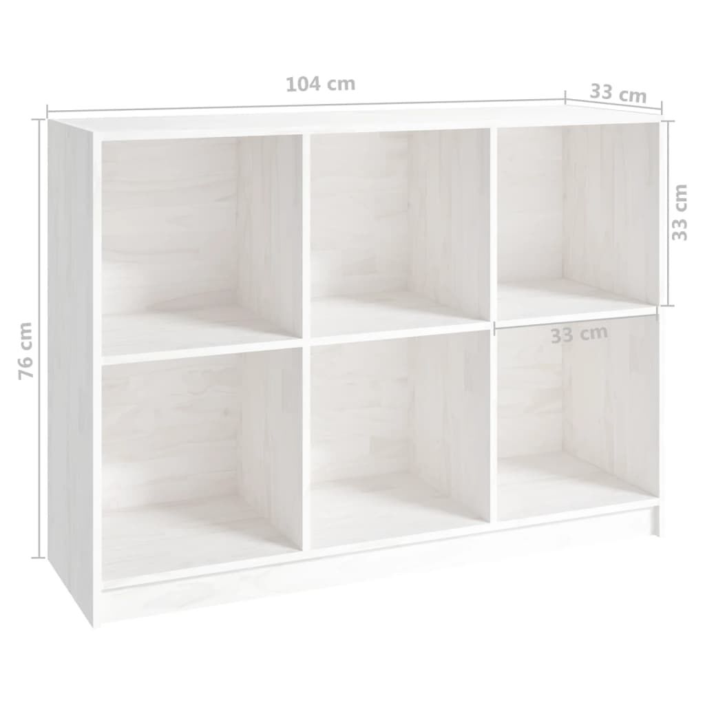 vidaXL Βιβλιοθήκη Λευκή 104 x 33 x76 εκ. από Μασίφ Ξύλο Πεύκου