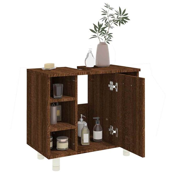 vidaXL Ντουλάπι Μπάνιου Καφέ Δρυς 60x32x53,5 εκ. Επεξεργασμένο Ξύλο