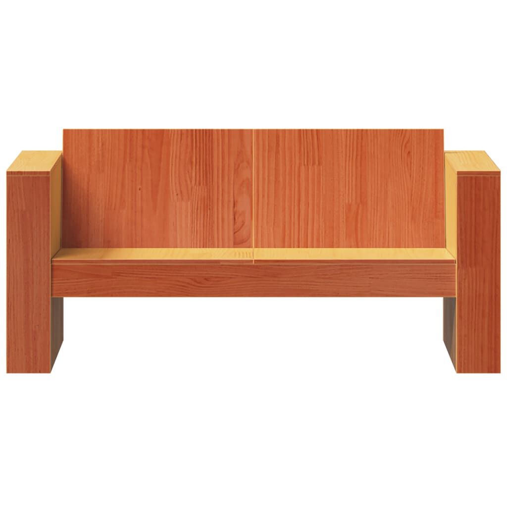 vidaXL Καναπές Κήπου Διθέσιος Καφέ 134x60x62 εκ. Μασίφ Ξύλο Πεύκου