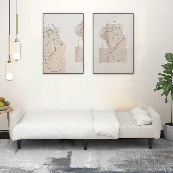 vidaXL Καναπές Κρεβάτι Διθέσιος Κρεμ Βελούδινος