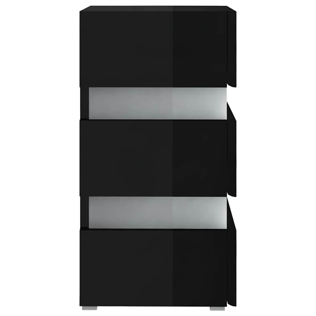 vidaXL Κομοδίνο με LED Γυαλιστερό Μαύρο 45x35x67 εκ. Επεξεργασμ. Ξύλο