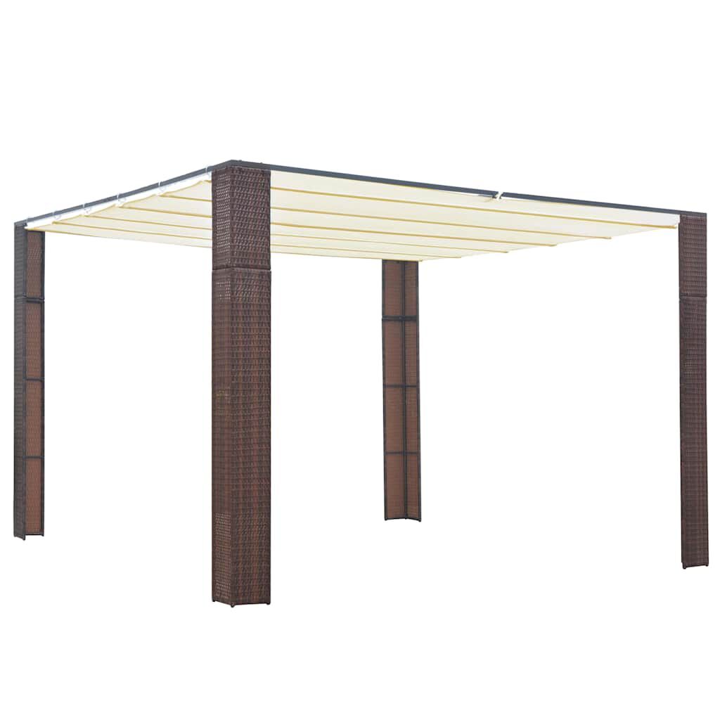 vidaXL Κιόσκι με Οροφή Καφέ/Κρεμ 300x300x220 εκ. από Συνθετικό Ρατάν