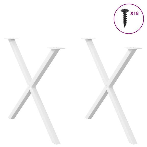 vidaXL Πόδια Τραπεζαρίας σε Σχήμα Χ, 2 τεμ. Λευκά 90x(72-73) εκ. Ατσάλι