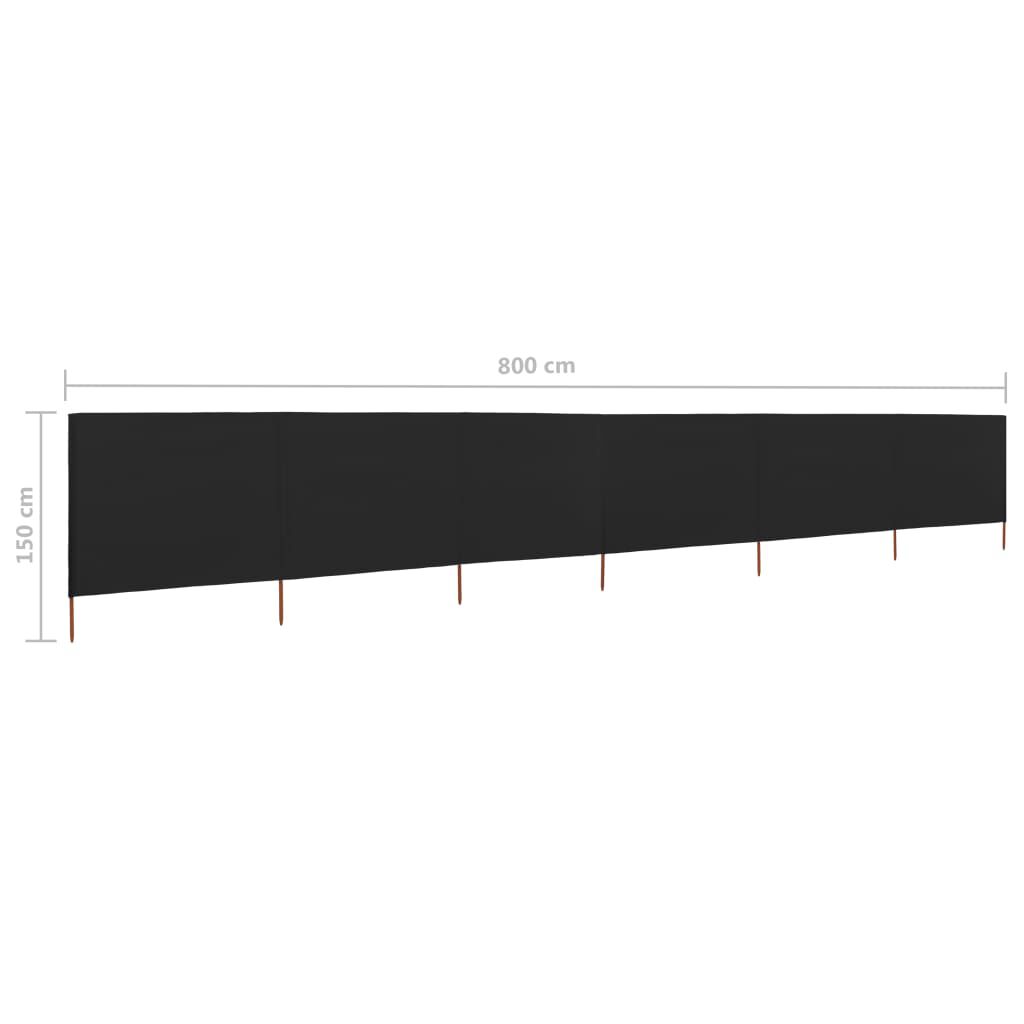vidaXL Προστατευτικό Αέρα με 6 Πάνελ Μαύρο 800 x 120 εκ. Υφασμάτινο