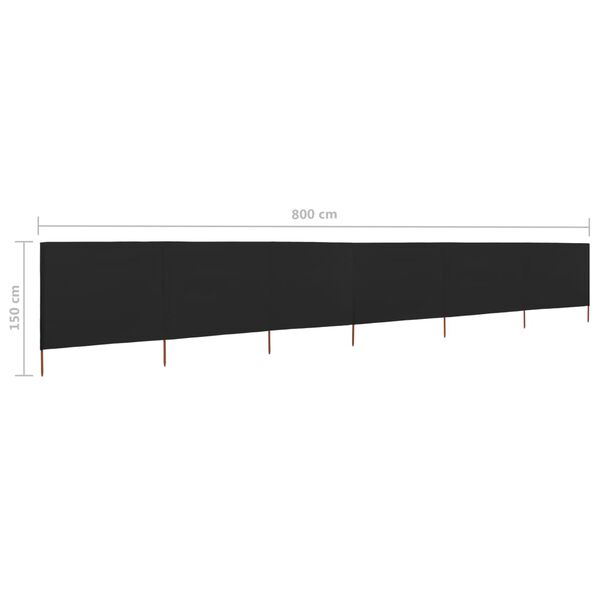 vidaXL Προστατευτικό Αέρα με 6 Πάνελ Μαύρο 800 x 120 εκ. Υφασμάτινο