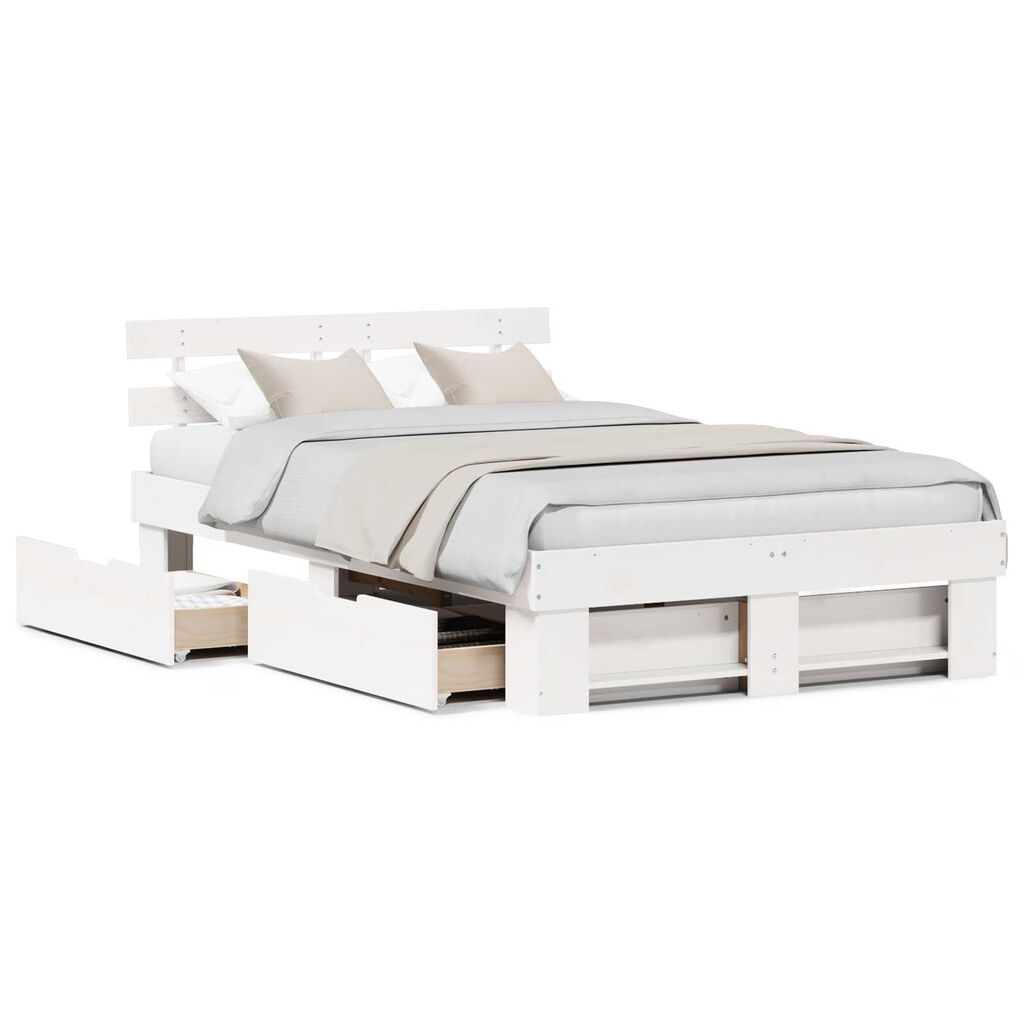 vidaXL Σκελετός Κρεβατιού Λευκό 120 x 190 cm Μασίφ ξύλο πεύκου