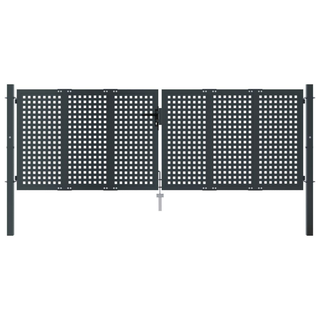 vidaXL Πύλη Κήπου Ανθρακί 300 x 125 εκ. Ατσάλινη